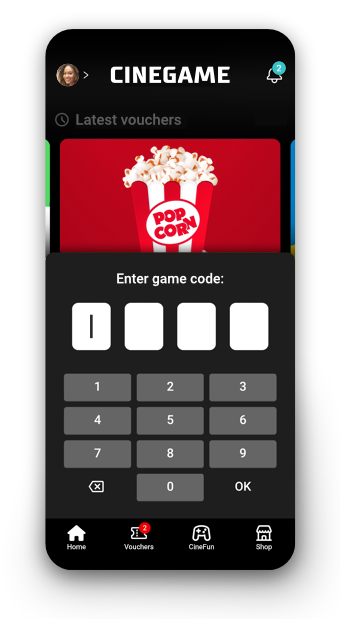 The CineGame app on a phone